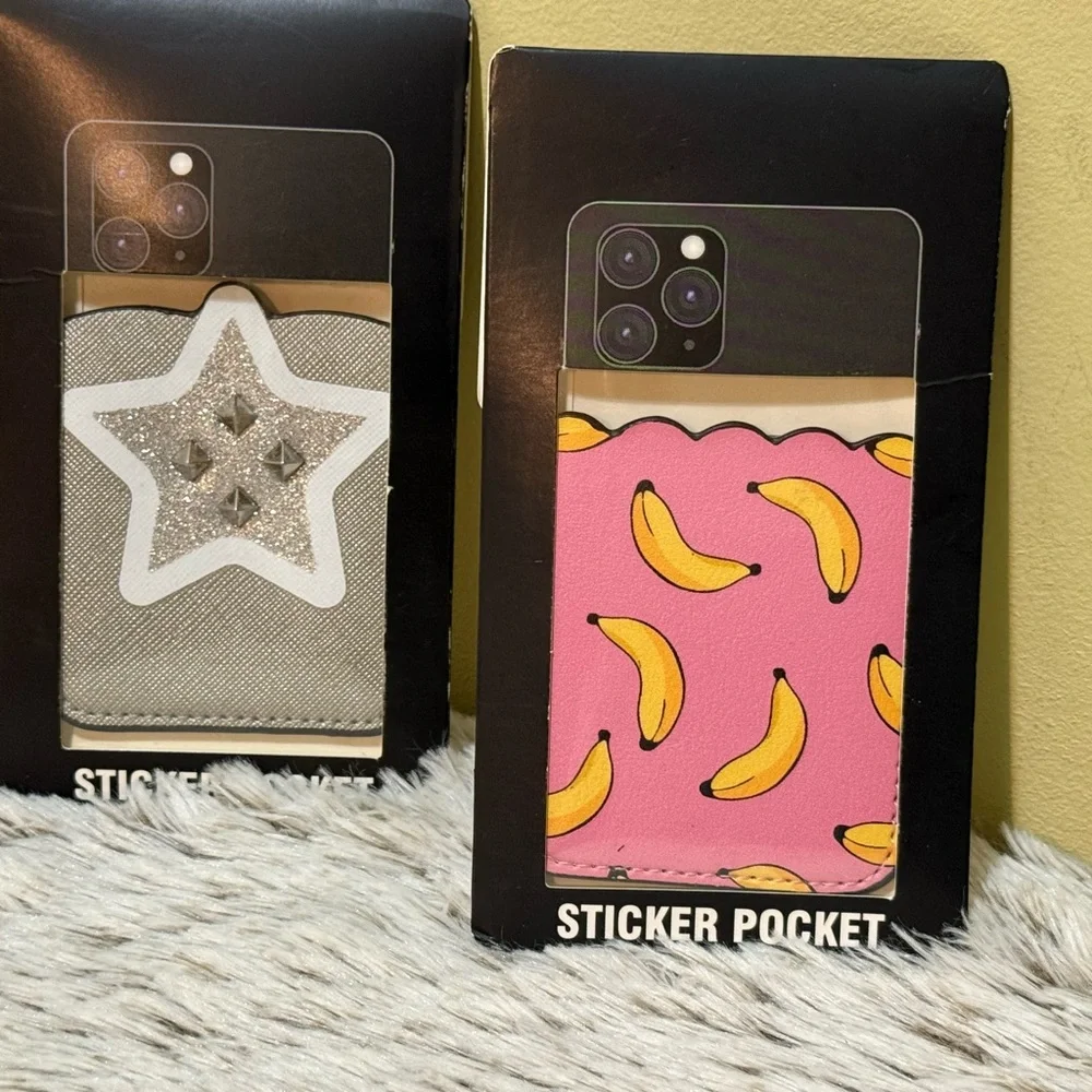 Glitter and Star 3M Sticker Pocket for Cell Phones Set of 4 NWT